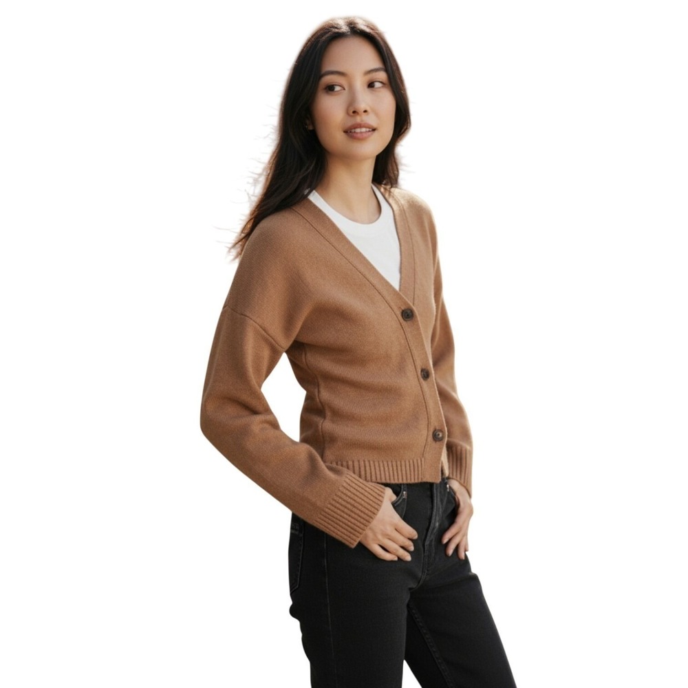 Madewell NWT Cardigan Slim Button Front Sweater‎ Merino Wool Blend Brown XXS